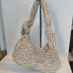 Zara Tan Zebra Print Shoulder Bag NWT